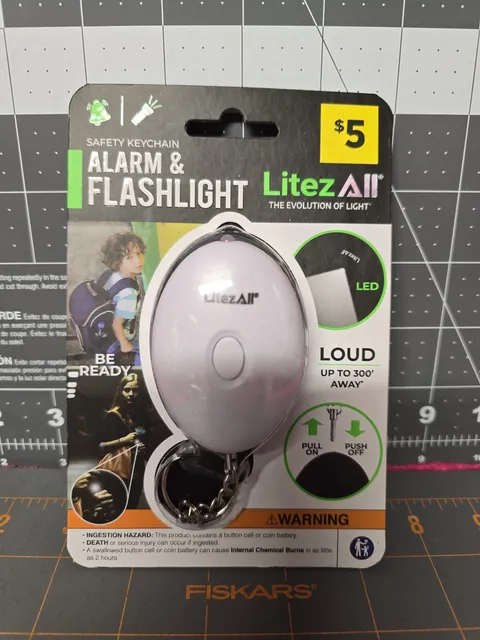 Litez All Keychain Safety Alarm and Flashlight White Loud LED NIPS 