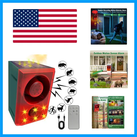 Outdoor Motion Sensor Alarm with 3 Modes & 130dB Sound - Solar Powered Security