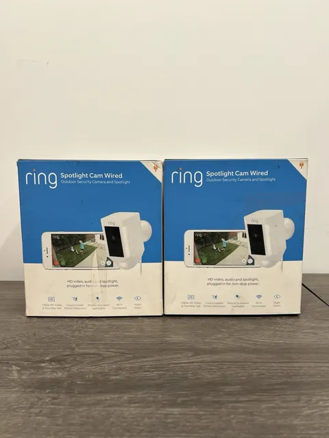 RING SPOTLIGHT CAM WIRED, Outdoor 1080p Wi-Fi Security Camera-WHT-FACTORY SEALED