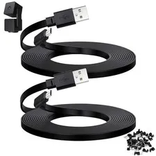 2-Pack 30 ft Cable for WYZE Cam Pan V3 Outdoor Camera, Micro USB 90-Degree | Fla