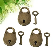 3x Vintage Antique Style Mini Bear Head Archaize Padlocks Key Lock