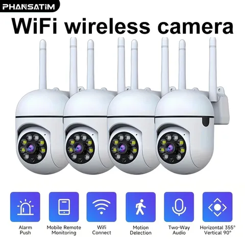 4 pcs of wireless indoor camera, 1296P full HD resolution, 360° panoramic view,