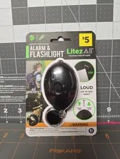Litez All Keychain Safety Alarm and Flashlight Black Loud LED NIPS 
