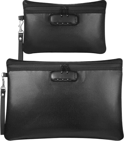 Fireproof Safe Money Document Bag with Lock 2 Pcs Notary Journal Waterproof Bag