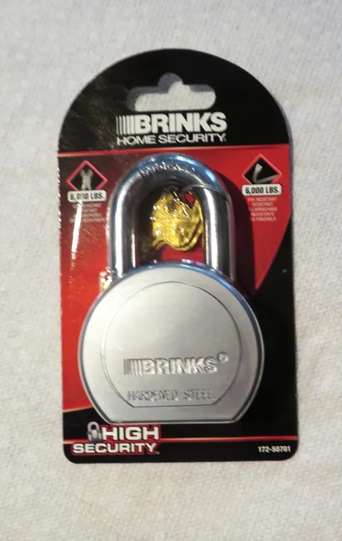 BRINKS 60mm HARDENED STEEL   COMMERCIAL PADLOCK   OUTDOOR   CUT & PRY RESISTANT