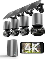 4K Security Cameras Wireless Outdoor, No Subscription, 4 Cam-Kit,Solar Camera fo