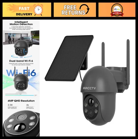 Wireless Solar Security Camera 5G WiFi | 4MP 360° View, Night Vision, 2-Way Audi