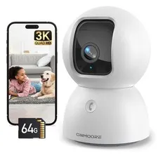 3K Indoor with 64GB Card, Human/Pet/AI Detection, Dog/Cat/Pet Indoor with APP...