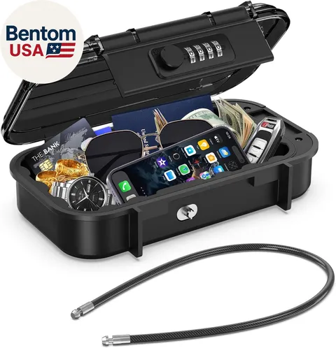 Portable Lock Box, Beach Security Box for Travel, Anti-Theft 4-Digit Combination