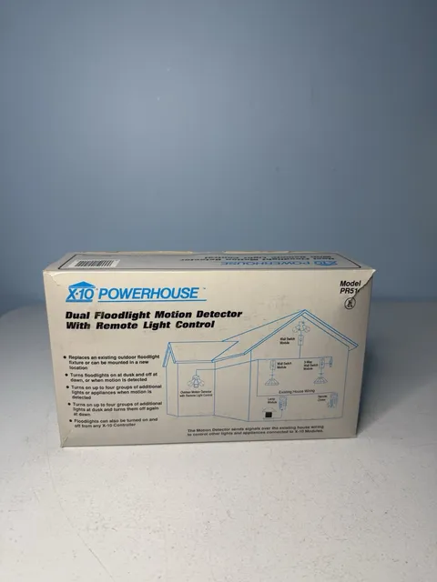 X-10 POWERHOUSE Dual Floodlight Motion Detector w/ Remote Control PR511 NEW NOS