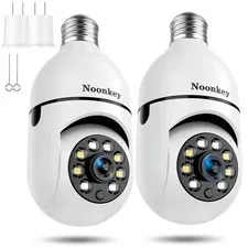 2K 3MP Light Bulb Security Camera 2 Pack - 5G & 2.4GHz WiFi, Alexa Compatible, 3