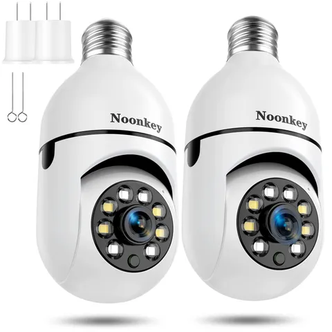 2K 3MP Light Bulb Security Camera 2 Pack - 5G & 2.4GHz WiFi, Alexa Compatible, 3