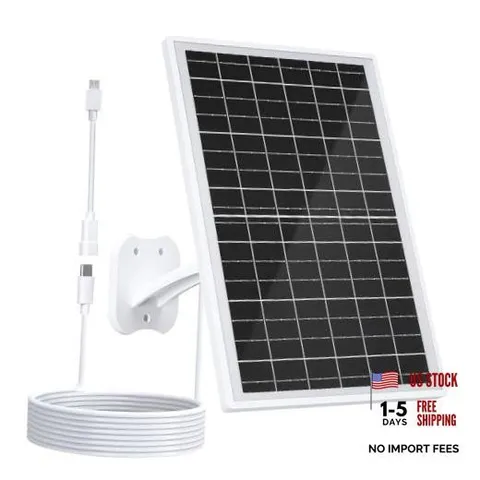 13W Security Camera Solar Charger, High-Power Solar Panel Compatible White