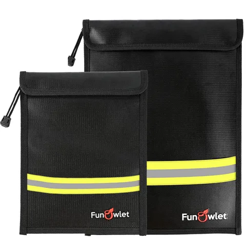 Fireproof Waterproof Money Document Bag  2 Pack Safe Upgraded Zipper Bags, Fi...