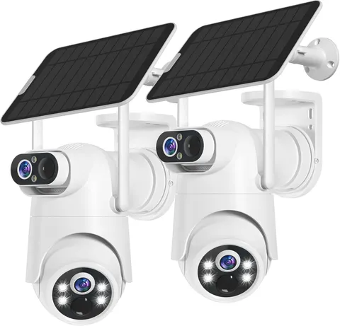 Dual Lens Solar Security Camera Wireless Outdoor – 2.5K HD No Blind Spot with PI