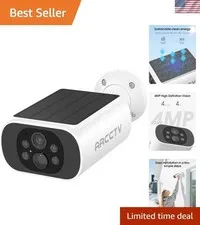 Wireless 4MP Solar-Powered Surveillance Camera with PIR Sensor - Outdoor Use