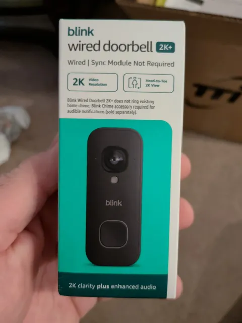 Blink Wired Doorbell 2K+ — Head-to-Toe 2K video Doorbell - Black, NEW