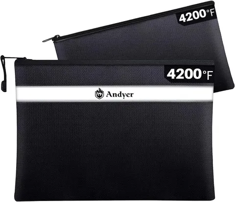 Fireproof Document Bag with Money Bag - 2 Pack 13.4" x 10" and 11" x 6" Waterpro