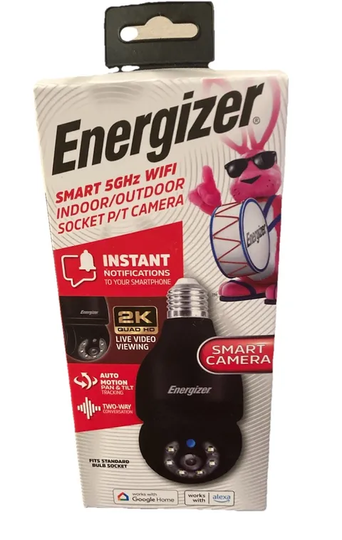 Energizer Smart Wi-Fi Indoor Outdoor Bulb Socket P/T Camera Brand NEW Sealed