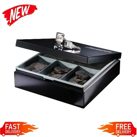 Portable Security Safe Box W/ Key Lock Storage Cash Coins Checks Receipts New