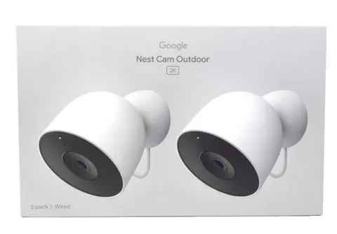 Google Nest Cam Outdoor wired 2nd gen 2K Video and Gemini  2-Pack Snow New