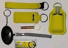 7 Piece Set Self Car Defense Yellow With Black Alarm New Without Tag 