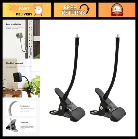 2-Pack Indoor Outdoor Security Cameras with Flexible Clip Mount - Black