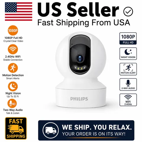 US Stock Indoor Security Camera WiFi Pan Tilt Home Monitor Night Vision White