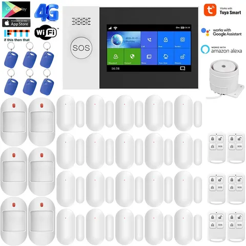 D48 Tuya APP WiFi+US 4G Wireless Home Security Alarm Burglar System+RFID Access