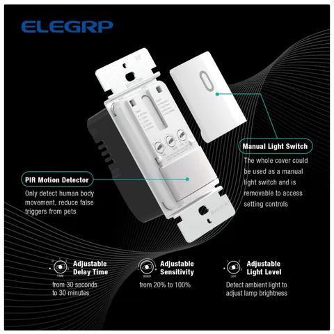 Single Pole Occupancy Motion Sensor Light Switch,