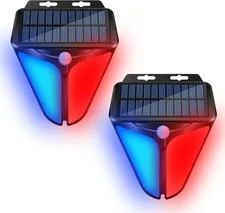 Solar Strobe Warning Lights with 90DB Alarm Outdoor 2Pack, 4 Working Modes Solar