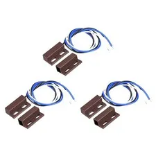 3 x Wired Door Contact Sensor NO NC Surface Mount Magnetic Reed Switch Brown