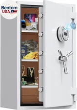 [Test Approved]9.8 Cub Extra Large White Biometric Safe Box Fireproof Waterproof