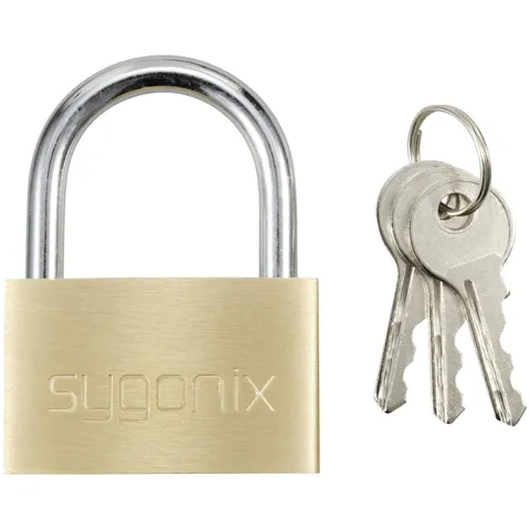 Sygonix SY-5045286 49mm Yellow Gold Brass Lock With Different Key