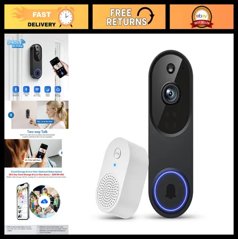 1080P Wireless Video Doorbell Camera - AI Human Detection, 2-Way Talk, Night Vis