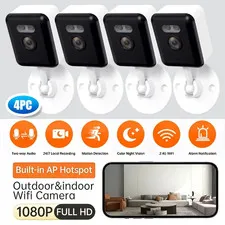 4PC 1080P WiFi Smart Security Camera with Motion Tracking and Two-Way Audio