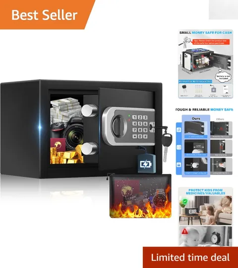 Upgraded 0.30 Cuft Mini Safe with Fireproof Bag & Programmable Keypad Access