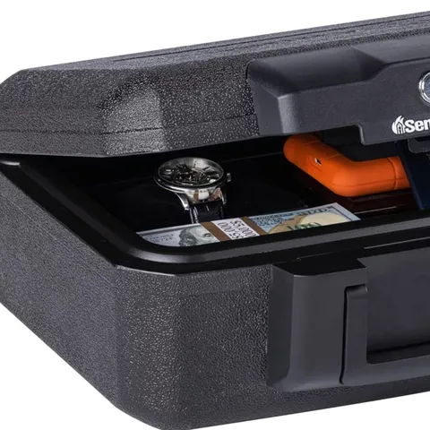 Fireproof Money Safe With Key Lock, Black Lock Box With Portable Carrying Handle