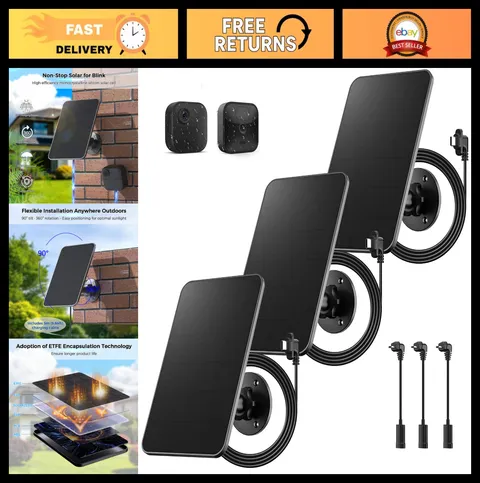 3-Pack Solar Panel Charger for Blink Outdoor XT/XT2/2K+/4th Gen Security Cameras