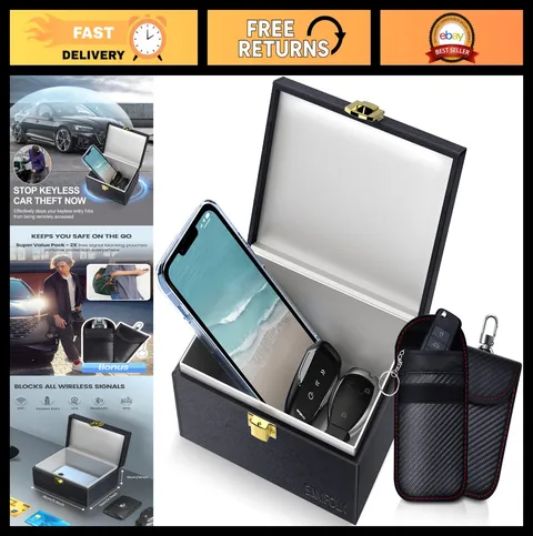 Faraday Box & Bags for Car Keys - Signal Blocking Safe, Keyless Entry Protector