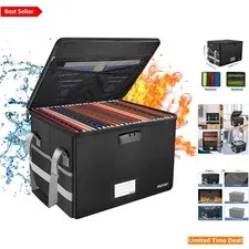 Fireproof Document Box with Lock: Portable & Secure 33L Organizer for Home
