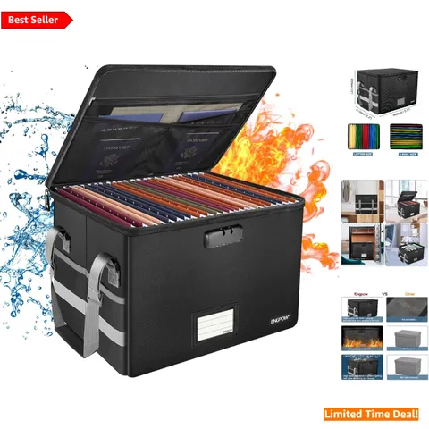 Fireproof Document Box with Lock: Portable & Secure 33L Organizer for Home