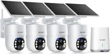 - 5MP Security Cameras Wireless Outdoor, No Subscription & Solar Powered,4-Cam P