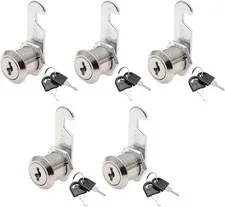 5 Pack Cabinet Cam Locks Keyed Alike, 3/4" (20mm) Cylinder Lock, Drawer Locks