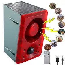 Solar Motion Sensor Alarm Outdoor - 130Db Sound Security Siren Light with Remote