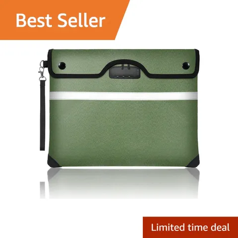 Jsngbse fireproof document bag, Green 15x11.8 inch lock