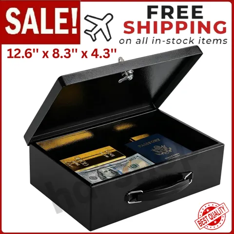 Fireproof Document Box with Key Lock Fire & Water Resistant Fireproof Safe Box
