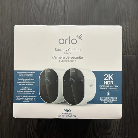 Arlo Pro 6 Wire-Free 2K Security Camera - White - 2 Pack New & Sealed