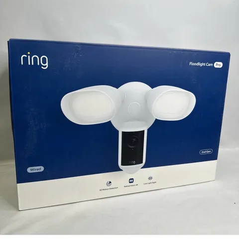 New Ring Floodlight Cam Pro Wired 2nd Gen (Newest Model) Retinal 4K - White