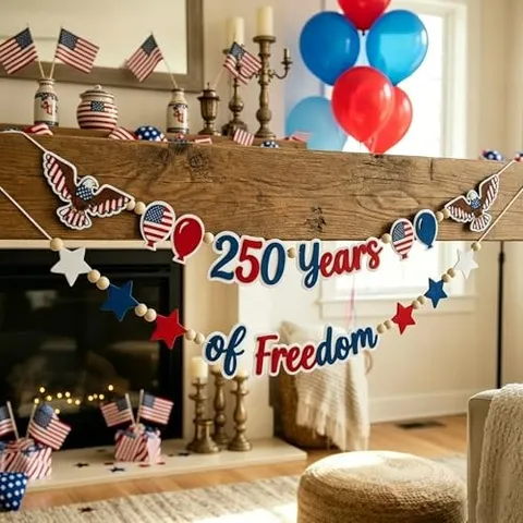 250 Years of Freedom Garland for Amreica 250th Independency Day 2026-15.8Ft